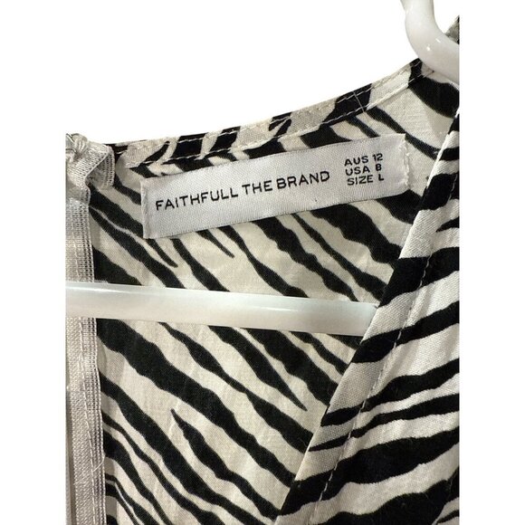 Anthropologie Faithfull The Brand Zebra Print Midi Dress Size L, Pre-Own EUC - Picture 5 of 6